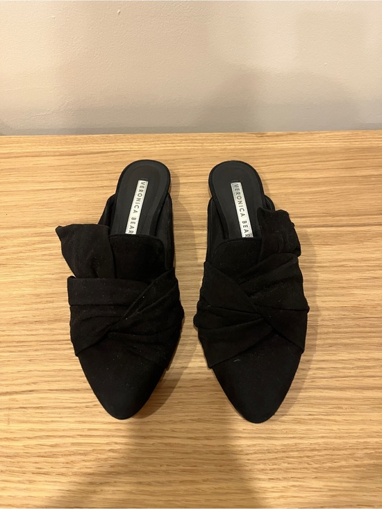 Veronica Beard Shoes - Veronica Beard Black Suede Knotted Pointed Mules